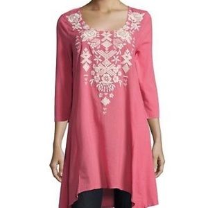Johnny Was Pink Embroidered Tunic
